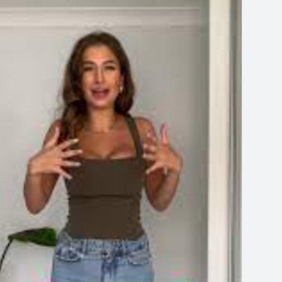 NWT ZARA STRETCHY TOP KHAKI - Picture 2 of 7